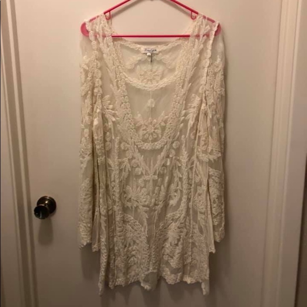 White Crochet Lace Tunic Top